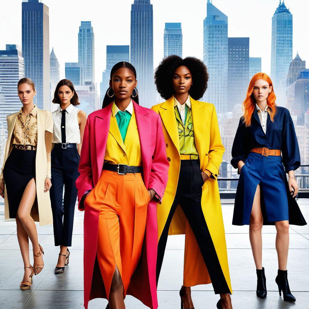 A stylish and vibrant collage showcasing top model scouts and agencies in action; include diverse models on a runway, scouts evaluating portfolios, and a bustling agency office scene with large windows. Add glamorous fashion elements, high-end magazine covers in the background, and a city skyline through the window. The atmosphere should radiate professionalism and creativity. super-realistic. vibrant colors. 3D.